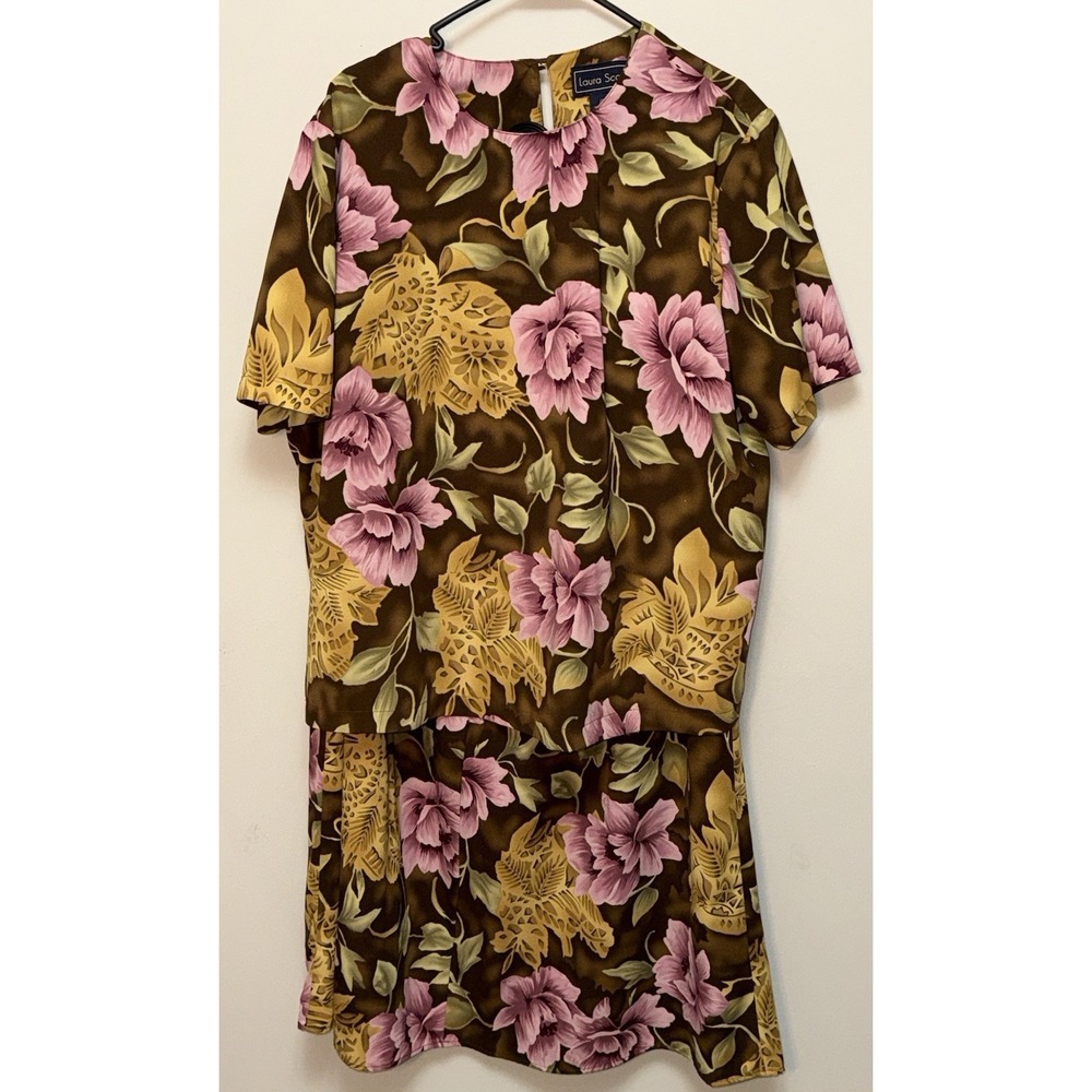 Laura Scott Womens Floral 2 Piece Skirt & Top Set Size 20W Business Career Event